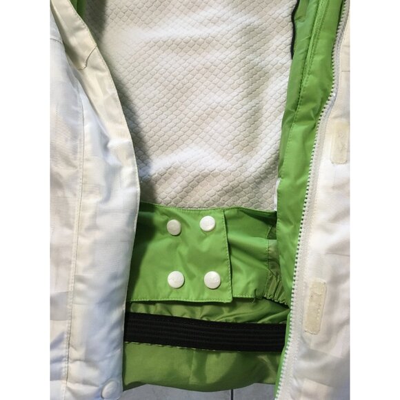 Athletic Works Women Ski Jacket White Green Size L Removable Hood Zip Up - Picture 8 of 12
